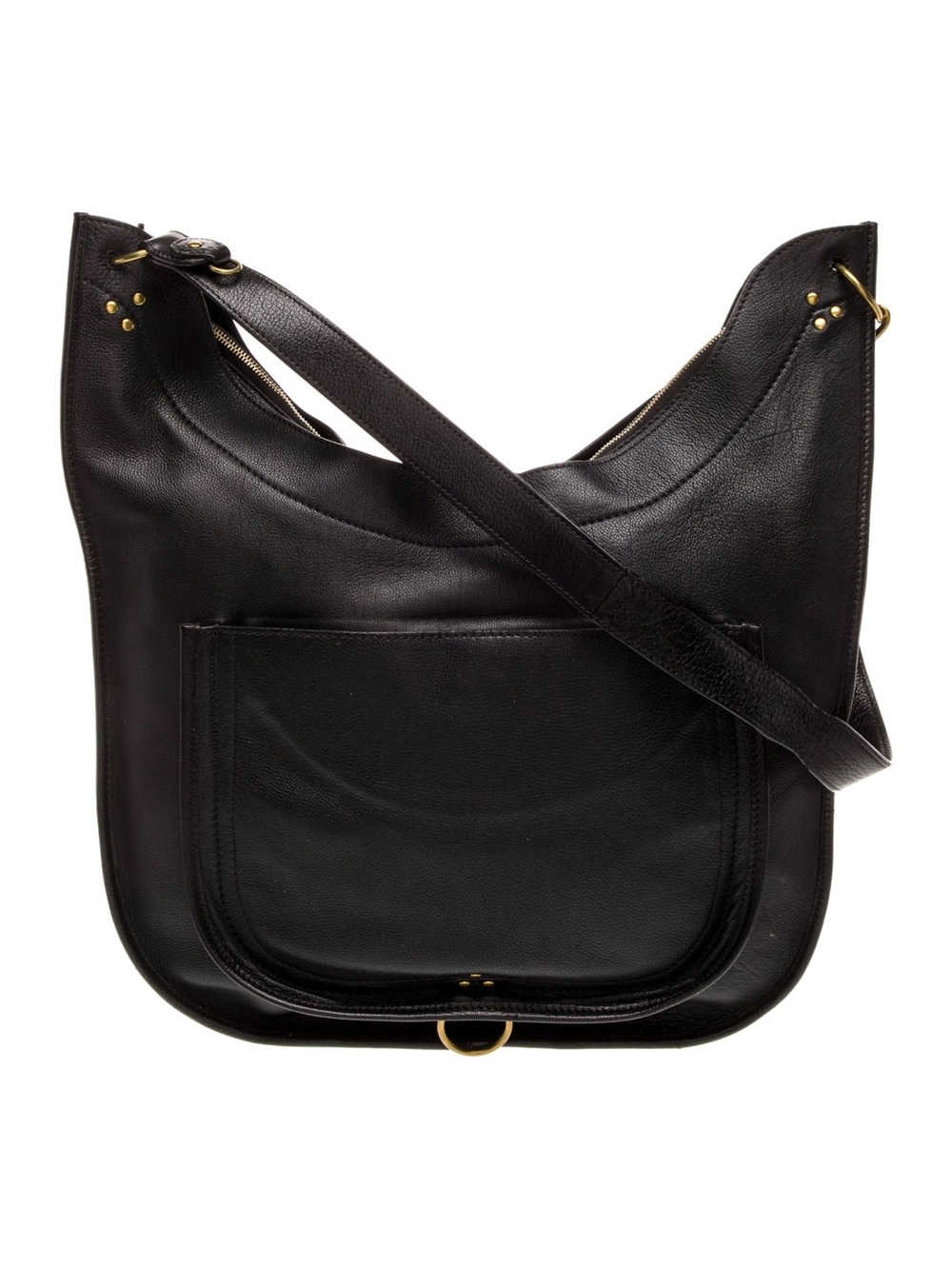 Jerome Dreyfuss Black Leather Zip Hobo with Gold Hardware Large